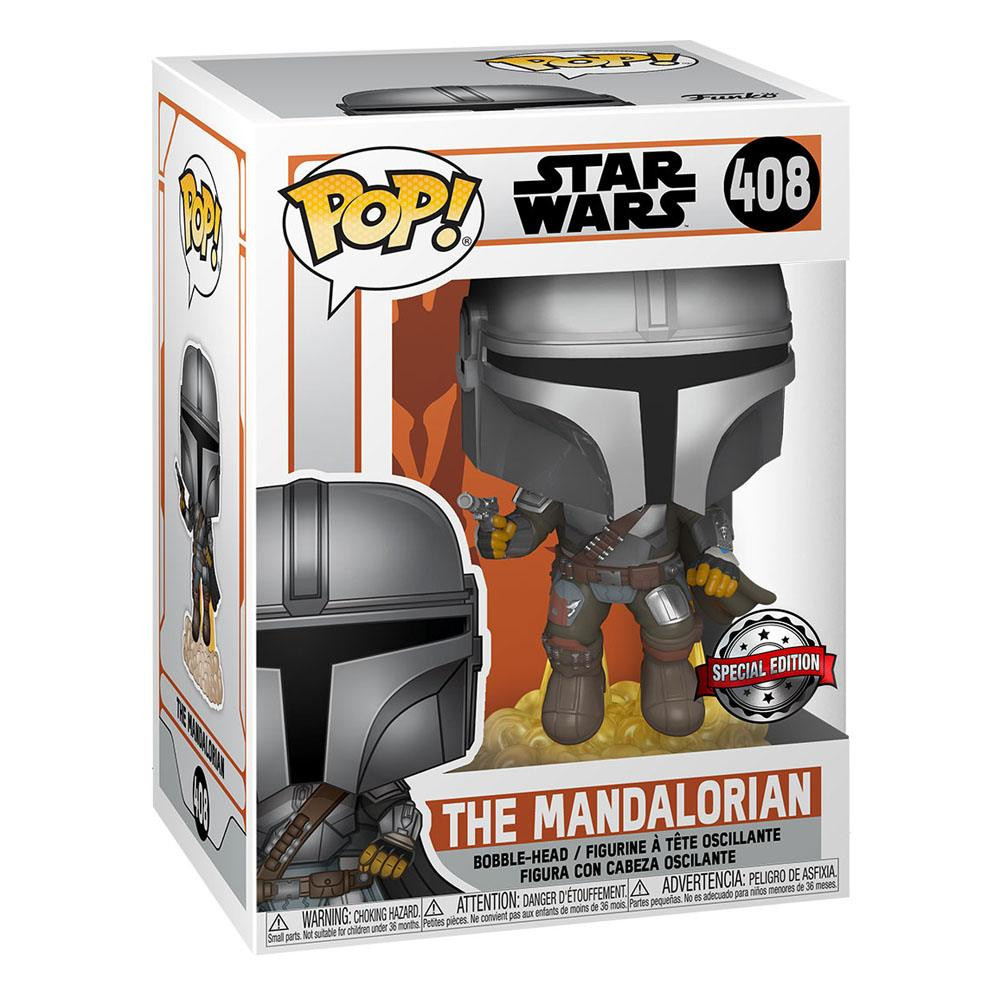 Star Wars The Mandalorian POP! Vinyl Figura Mandalorian - Mando Flying w/Blaster 9 cm