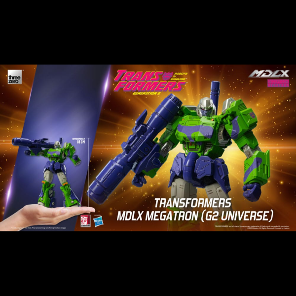 threezero se enorgullece de anunciar el lanzamiento de MDLX Megatron (G2 Universe), el líder supremo de los Decepticons. ¡Esto marca el primer lanzamiento de Threezero de una figura coleccionable MDLX en la combinación de colores vivos y el logotipo de la grandilocuente línea de juguetes Transformers: Generación 2 de 1990, complementada con nuevas calcomanías de camuflaje!