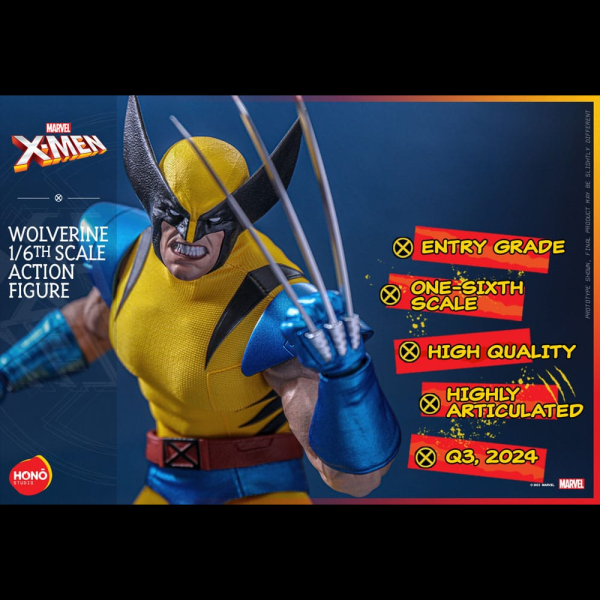 ¡Imagina uno de los personajes de cómic más emblemáticos de X-Men con figuras de acción de HONŌ STUDIO! ¡La primera figura de acción de la serie X-Men, Wolverine, incluye la figura, el fondo estilo portada de cómic y las garras retráctiles de Wolverine para diferentes poses! Esta figura a escala 1/6 luce su vibrante traje amarillo y azul metálico con rayas animales y múltiples puntos de articulación, con brazos de silicona sin costuras para encarnar el físico musculoso de Wolverine.