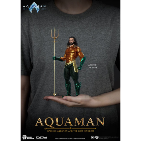 AQUAMAN AND THE LOST KINGDOM DYNAMIC 8CTION HEROES. Figura articulada de "Aquaman: Lost Kingdom" a escala 1/9, tamaño aprox. 20 cm. Viene con accesorios.