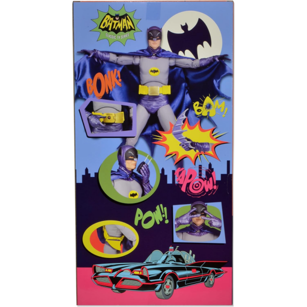 Figura a escala 1/4 (45 cm) de la versión más icónica de Batman, la de 1964, interpretada por Adam West. Esta figura de coleccionismo incluye complementos como el bat cinturón funcional, manos intercambiables, capa y cerca de 20 puntos de articulación.