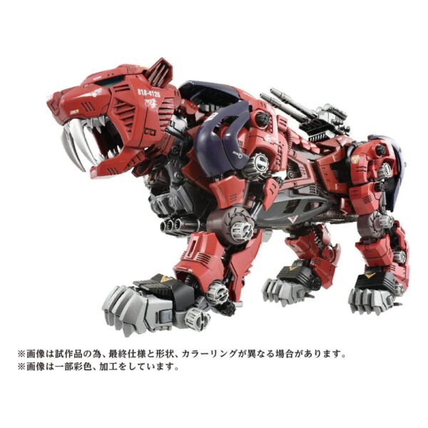 Figuras Zoids Maqueta articulada AZ-05 Saber Tiger. Tiene una escala de 1/72. Viene con acesorios en una caja con ventana y también tiene una función de luz LED. Requiere 2 pilas AAA (no incluidas)