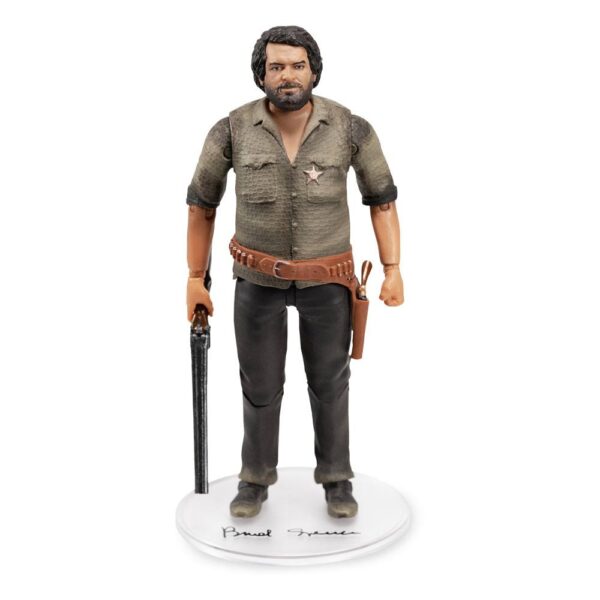 Oakie Doakie Toys presenta las primeras figuras de acción en el popular formato de 7 pulgadas de Bud Spencer y Terence Hill (se venden por separado). La figura de acción con licencia oficial de Bud Spencer se inspiró en su papel de Bambino del clásico "Le llamaban Trinidad". Esta figura de 18 cm de altura tiene 14 puntos de articulación y viene con accesorios adicionales, en una caja de ventana con gancho