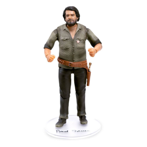 Oakie Doakie Toys presenta las primeras figuras de acción en el popular formato de 7 pulgadas de Bud Spencer y Terence Hill (se venden por separado). La figura de acción con licencia oficial de Bud Spencer se inspiró en su papel de Bambino del clásico "Le llamaban Trinidad". Esta figura de 18 cm de altura tiene 14 puntos de articulación y viene con accesorios adicionales, en una caja de ventana con gancho