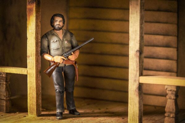 Oakie Doakie Toys presenta las primeras figuras de acción en el popular formato de 7 pulgadas de Bud Spencer y Terence Hill (se venden por separado). La figura de acción con licencia oficial de Bud Spencer se inspiró en su papel de Bambino del clásico "Le llamaban Trinidad". Esta figura de 18 cm de altura tiene 14 puntos de articulación y viene con accesorios adicionales, en una caja de ventana con gancho