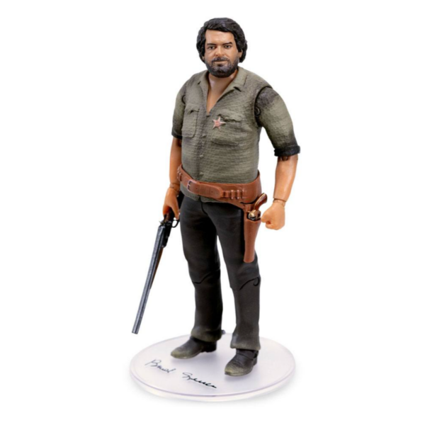 Oakie Doakie Toys presenta las primeras figuras de acción en el popular formato de 7 pulgadas de Bud Spencer y Terence Hill (se venden por separado). La figura de acción con licencia oficial de Bud Spencer se inspiró en su papel de Bambino del clásico "Le llamaban Trinidad". Esta figura de 18 cm de altura tiene 14 puntos de articulación y viene con accesorios adicionales, en una caja de ventana con gancho