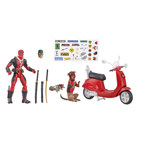 Hasbro presenta, dentro de la colección Marvel Legends Series, el set de figuras de Deadpool Corps. Incluye a Deadpool, Dogpool, Squirrelpool y 1x Scooter (todo a escala 15 cm). Incorpora también accesorios como 2x katanas, 1x bocina, 1x cabeza alternativa y pegatinas.
