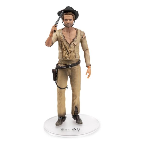 Figuras Terence Hill ¡El dúo de la televisión más legendario está de vuelta en acción! Oakie Doakie Toys presenta las primeras figuras de acción en el popular formato de 7 pulgadas de Bud Spencer y Terence Hill (se venden por separado). La figura de acción con licencia oficial de Terence Hill se inspiró en su papel de Trinidad del clásico "Le llamaban Trinidad". La figura de 18 cm de altura tiene 14 puntos de articulación y viene con accesorios adicionales en una caja de ventana con gancho.