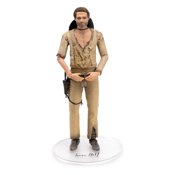 Figuras Terence Hill ¡El dúo de la televisión más legendario está de vuelta en acción! Oakie Doakie Toys presenta las primeras figuras de acción en el popular formato de 7 pulgadas de Bud Spencer y Terence Hill (se venden por separado). La figura de acción con licencia oficial de Terence Hill se inspiró en su papel de Trinidad del clásico "Le llamaban Trinidad". La figura de 18 cm de altura tiene 14 puntos de articulación y viene con accesorios adicionales en una caja de ventana con gancho.