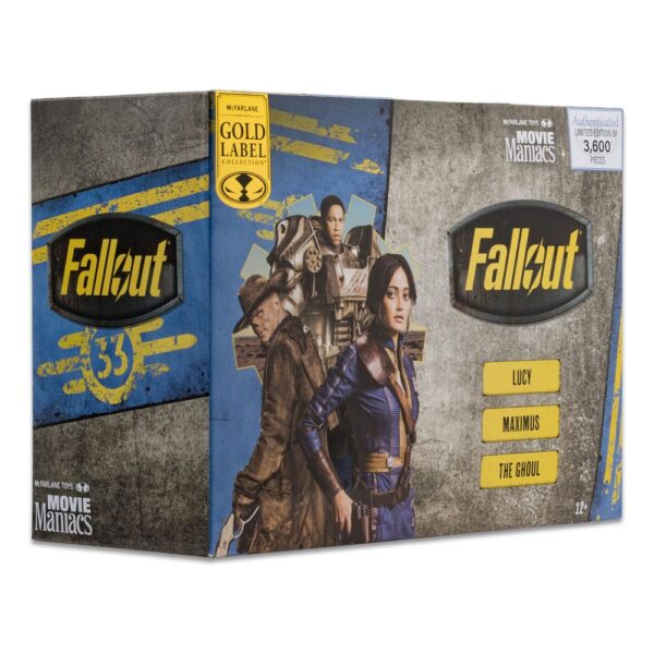 Figuras Fallout Figuras articuladas de la línea "Movie Maniacs", tamaño aprox. 15 cm. Vienen con una base y un certificado de autenticidad en una caja con ventana