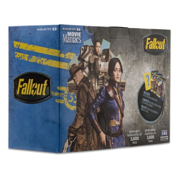 Figuras Fallout Figuras articuladas de la línea "Movie Maniacs", tamaño aprox. 15 cm. Vienen con una base y un certificado de autenticidad en una caja con ventana